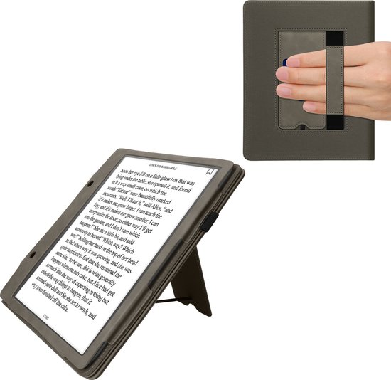 kwmobile e-reader hoesje compatibel met Kindle Scribe (2022/2024) - Kunstleren ereader cover met stand - Brushed Hart in donkerrood