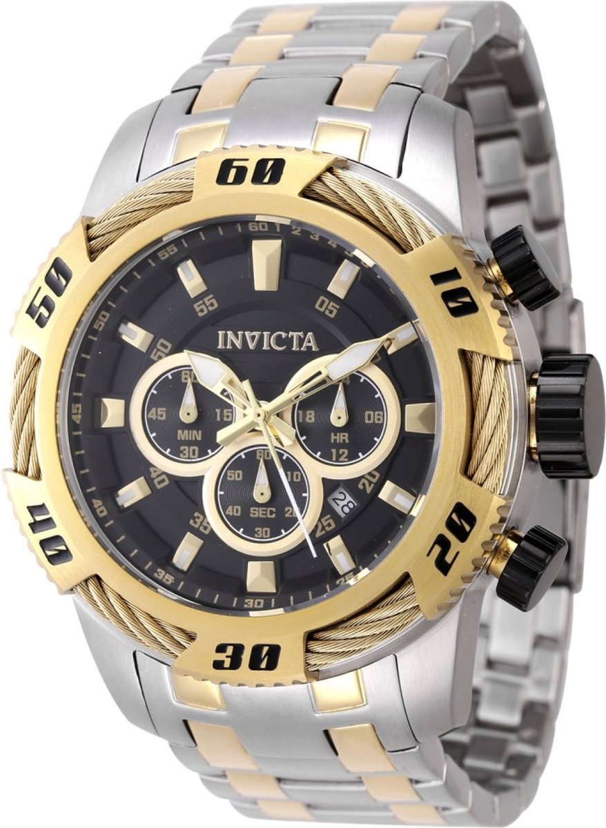 Invicta Speedway 47116 Heren Horloge - Waterdicht - Analoog - Quartz Uurwerk - Roestvrij Staal met zwarte Wijzerplaat - 50mm
