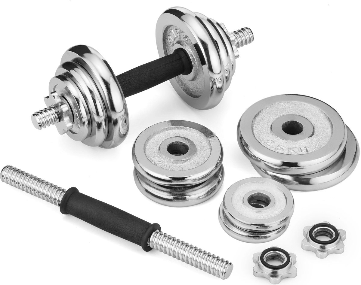 Gymtek® Halterset 20kg met Koffer - 2x Haltergrepen - 4x 2,5kg, 4x 1,25kg, 4x 0,5kg - Halter set voor Krachttraining, Workout, Gym thumbnail 4