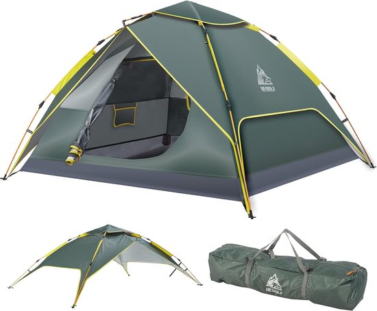 Pop-up Tent voor 4 Personen - Lichtgewicht Waterdichte Camping Tent met Snelle Opbouw