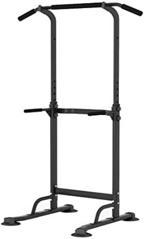 Power Tower Dip Station Kraftturm, Bigzzia Fitnessstation Kraftstation mit Klimmzugstange für Zuhause, Höhenverstellbar 180 - 230 cm Belastbar 150 kg