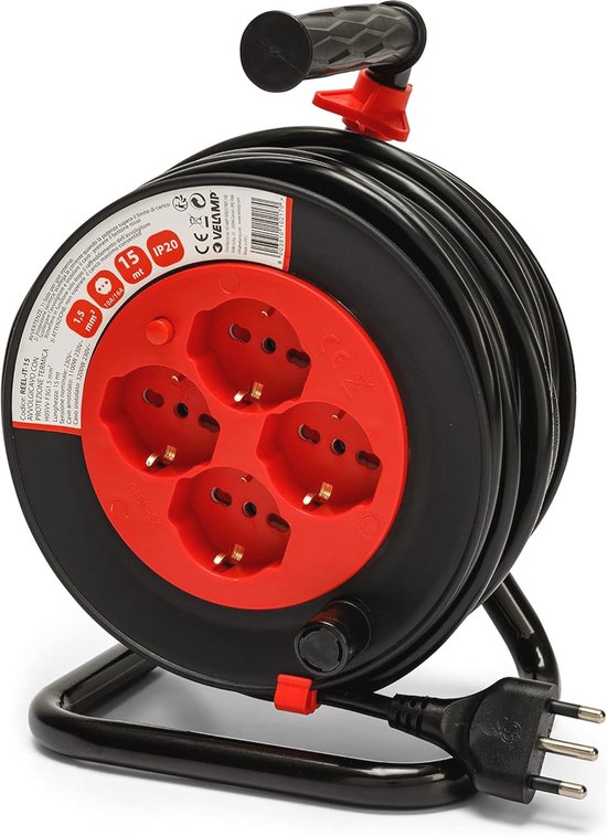 Masterplug Pro XT Medium Cassette Kabelhaspel Met Vier Stopcontacten Wikkelhandgreep Thermische Uitsnijding En Aan Uit Schakelaar 10 Meter Hoge Zichtbaarheid Groen 1413968187