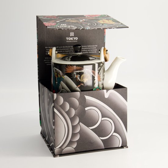 TOKYO Design Studio Teekanne Nippon Black 0,8 Liter | Porzellan-Kanne Mit Punkte-Dekor | Spülmaschinenfest & Mikrowellengeeignet