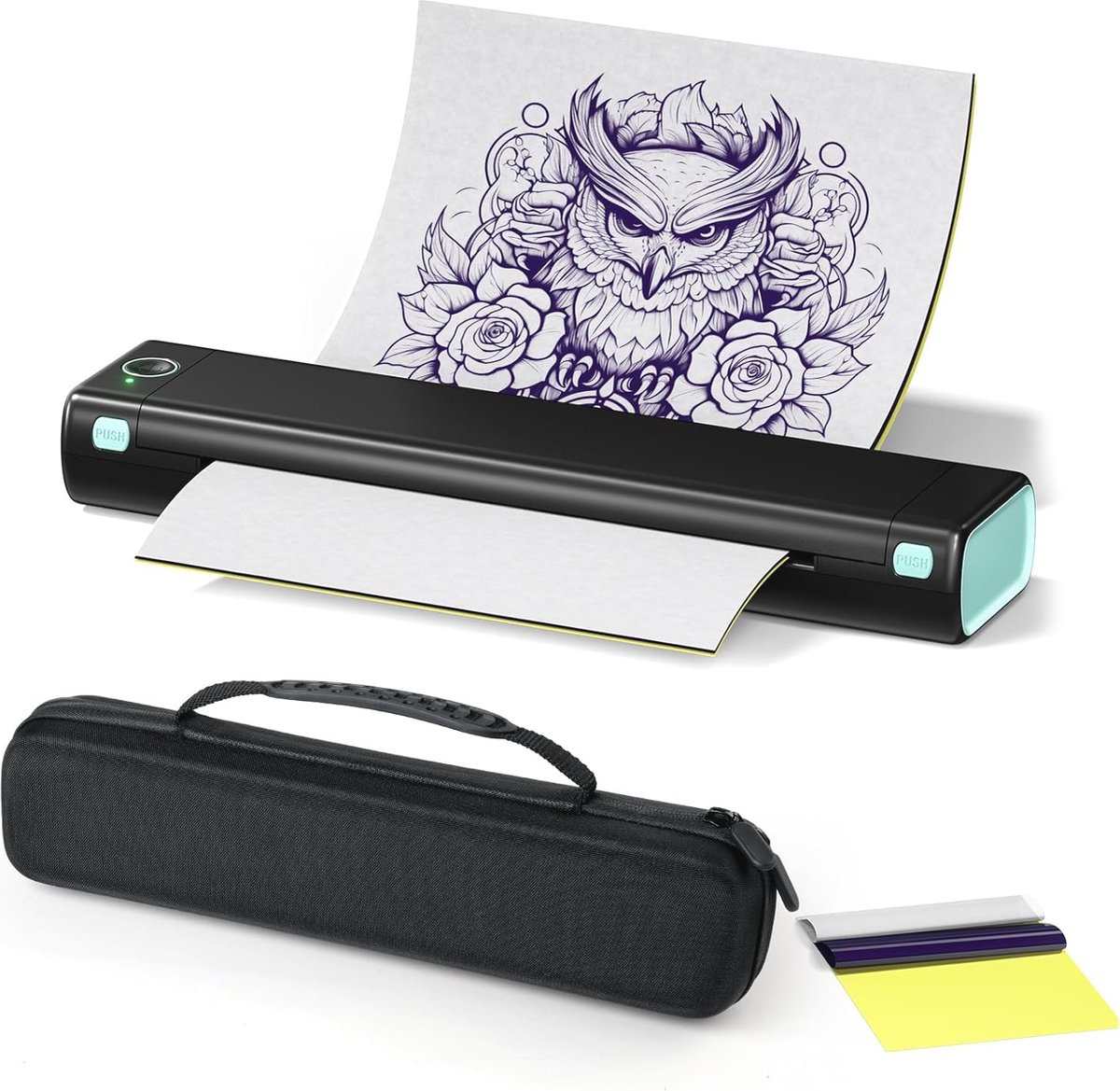 Draadloze tattoo stencil-printer en tattoo-transfermachine met case - Zwart