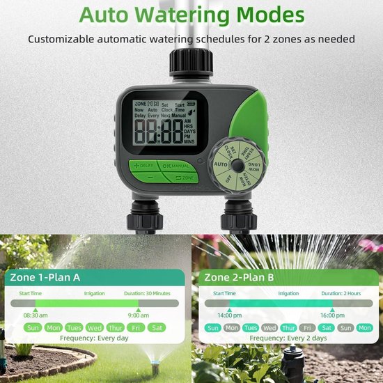 johgee Automatic Irrigation Timer for Garden, Outdoor Irrigation Timer, Spray Timer with Large LCD Display