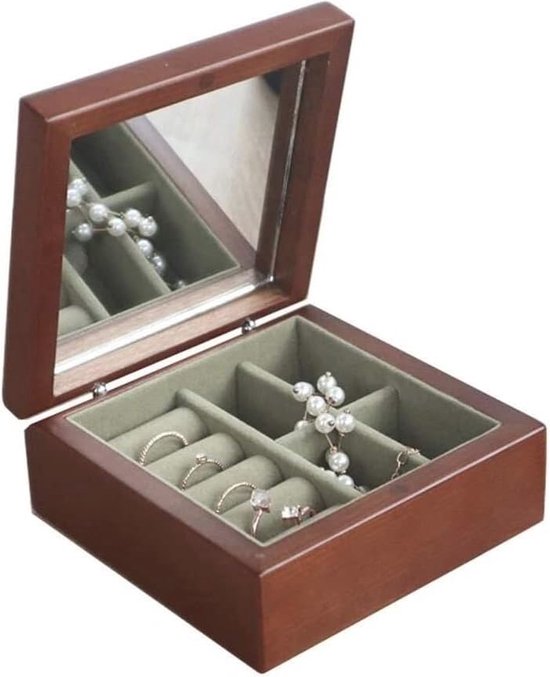 Lifewit Sieradendoos 360° Roterend, Koffer voor Juwelen met Spiegel, Sieraden Organizer voor Vrouwen Meisjes, Accessoires Houder met 6 Lades voor Ringen Halsketting Oorbellen Horloges, Cadeau, Grijs