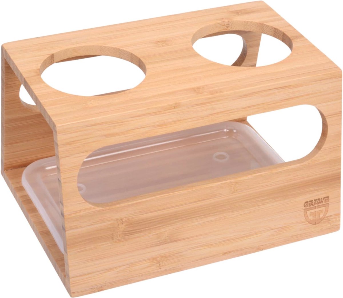 Goedkoopste Bamboe Flessenhouder voor 2 Glazen Flessen met Afdruiprek en Lekbak