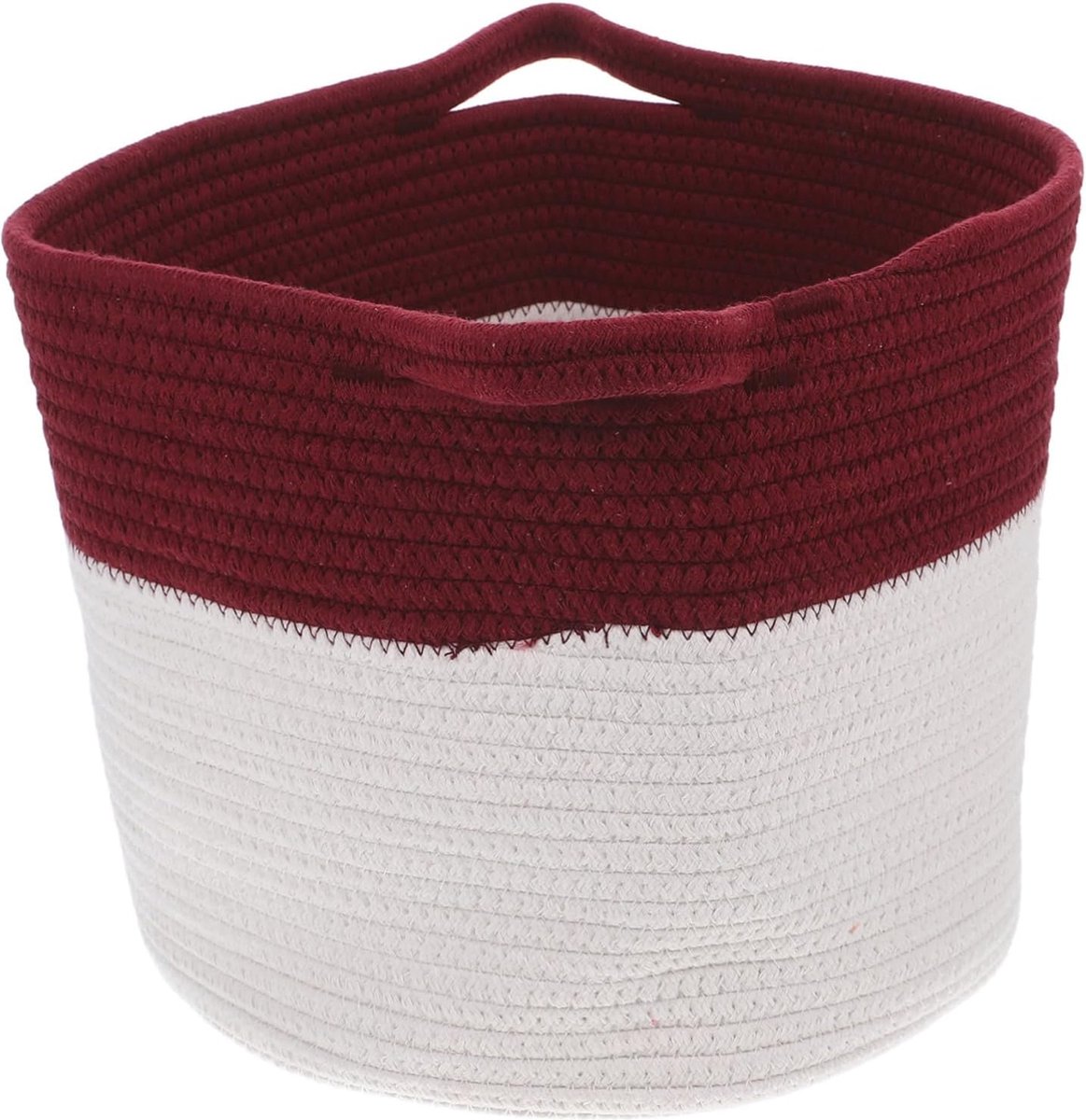 Goedkoopste Geweven Opbergmand voor Bureaublad - Donkerrood Katoenen Touw Organizer
