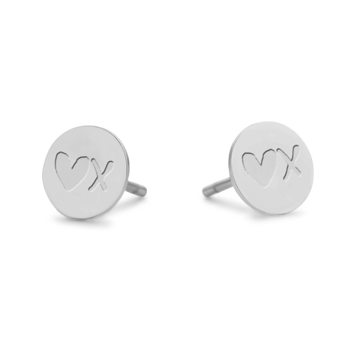 CO88 Collection Sense 8CE-70133 Stalen oorbellen - hart en kus - 6mm - Zilverkleurig