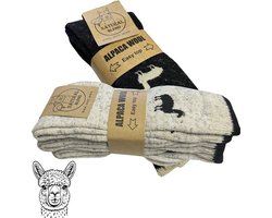 Alpaca Natural Blend - Alpaca Sokken - 6 PAAR - Mix kleur - Alpaca Extra Dikke Wollen Sokken - Huissokken - Warme Sokken - Thermosokken - Maat 42-45