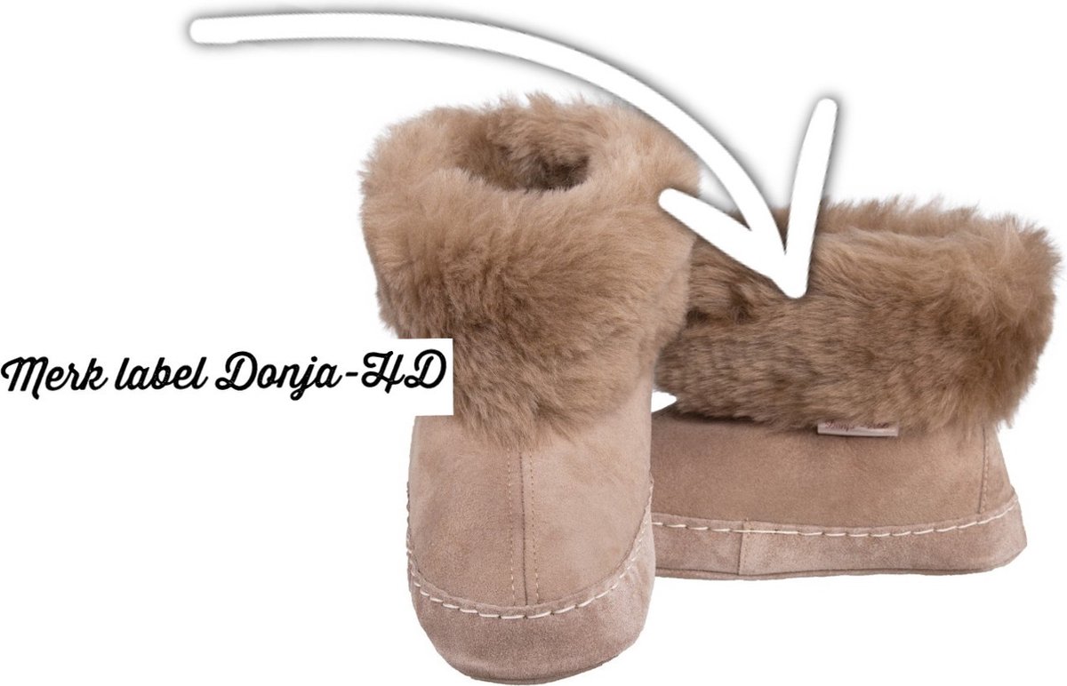 Pantoffels -sloffen-leder zool-Maat 39/40 – 100% dikke Wol – Suède Leder – Handgemaakt – Unisex