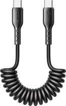 Bol.com Joyroom - USB-C naar USB-C Kabel - Krulsnoer - Uitrekbare oplaadkabel - Universele oplaadkabel - 15 m - 60W - Zwart aanbieding