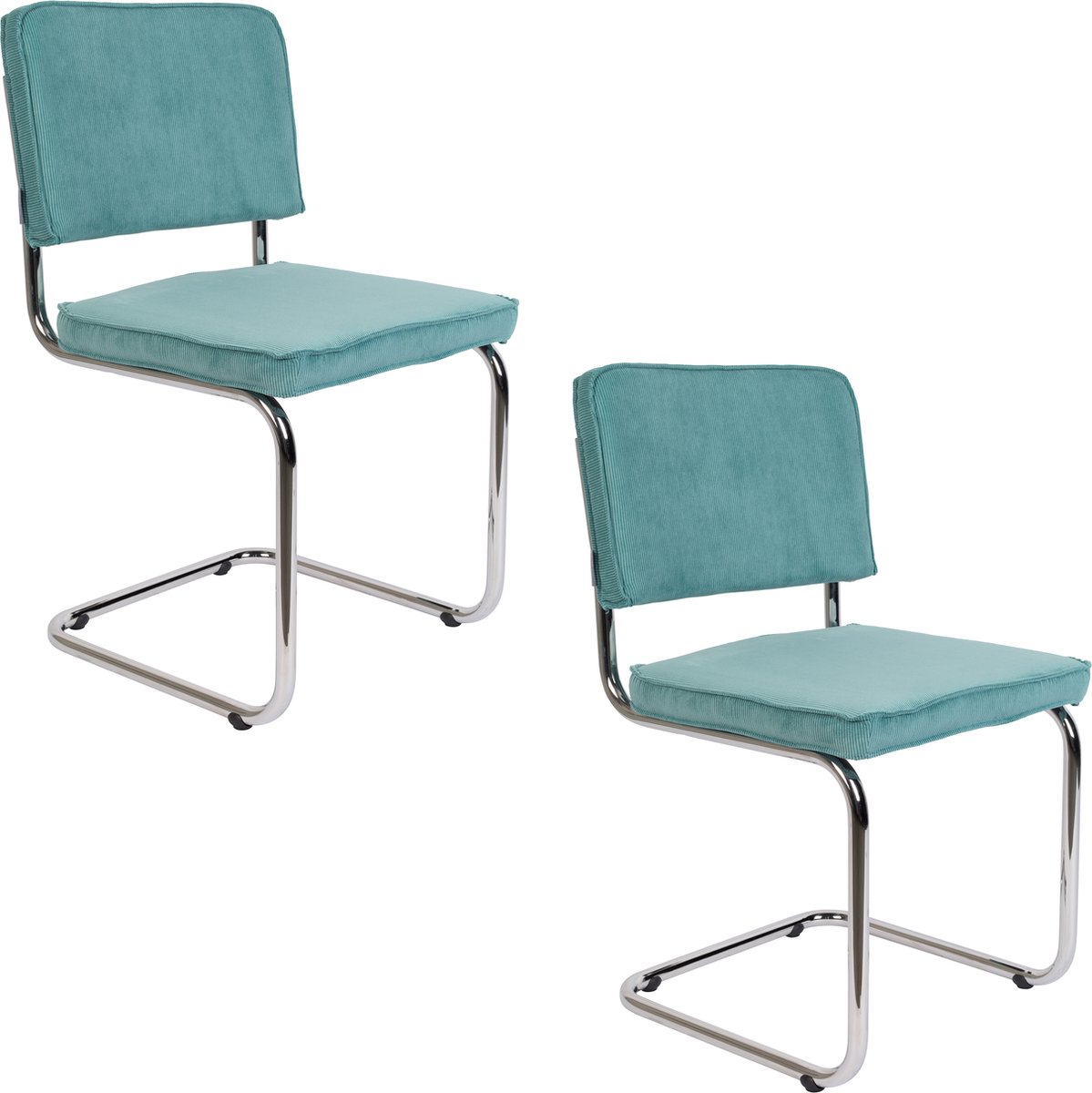 Ridge Rib Eetkamerstoelen Blauw - Set van 2