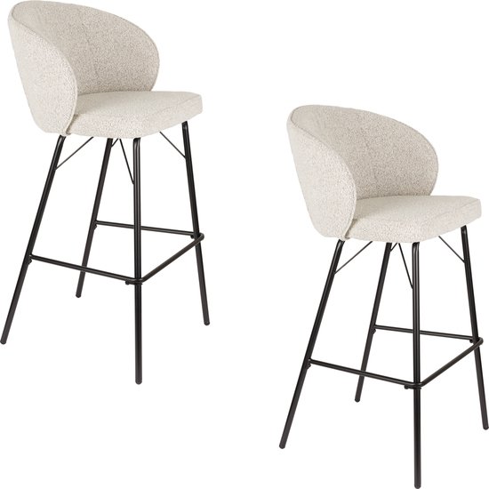 Feliz Style de vie Joa Tabouret de Bar Beige - Set de 2