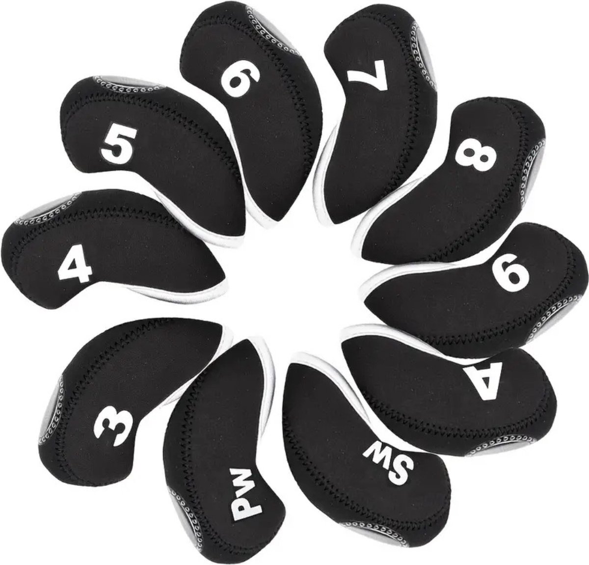 Livano Golfclub Headcover - Covers - Beschermers - Golfset - Zwart - 10 Stuks