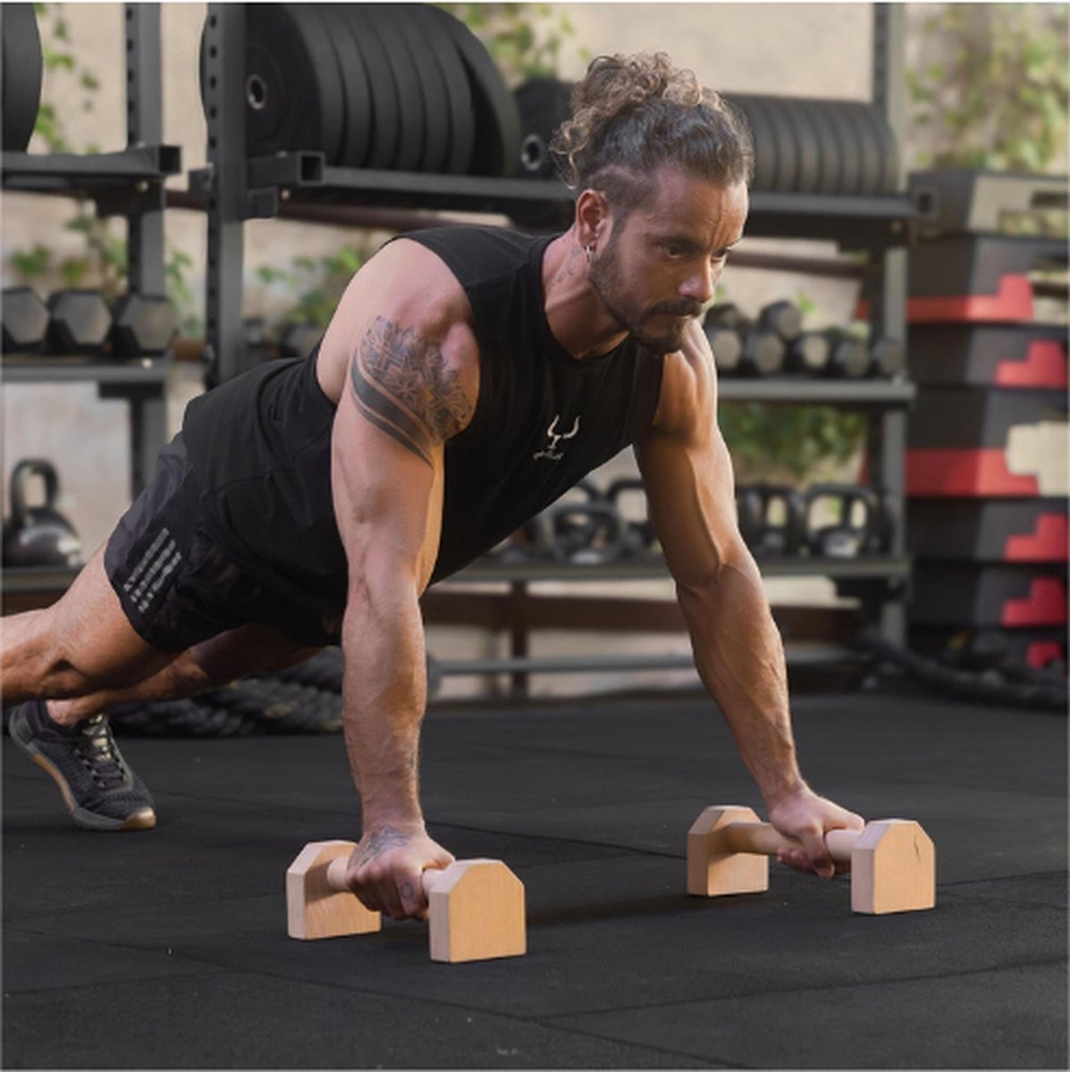 Houten Parallettes voor Calisthenics, CrossFit, Turnen & Gymnastiek Houten Parallettes voor Calisthenics, CrossFit, Turnen & Gymnastiek