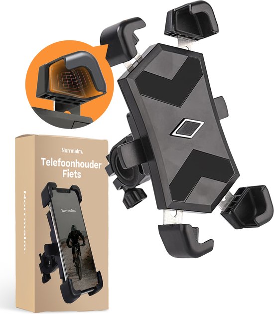 Norrmalm Telefoonhouder Fiets - GSM Houder Fiets - 360 graden rotatie - Zwart