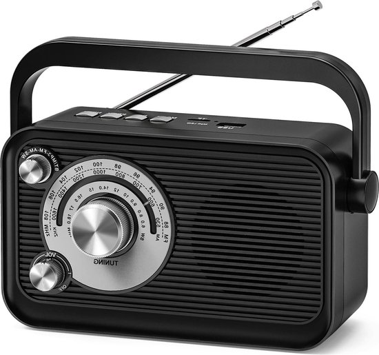 Full Band Draagbare Radio, FM Radio, AM Medium Wave, SW Shortwave, Bass Stereo SOS Alarm, Bluetooth Card Afspelen Retro FM VHF AM SW WB Radio met Zaklamp