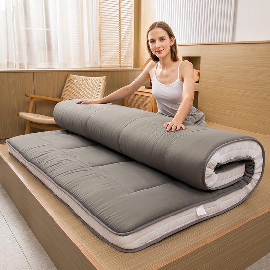 KASAN Japanse Vloer Futon Matras, Ademend Tatami Vloermat Draagbare Camping Matras Slaapkussen Opvouwbare Roll Up Travel Mat Student Slaapzaal Matras,F, 180x200cm (71x79in