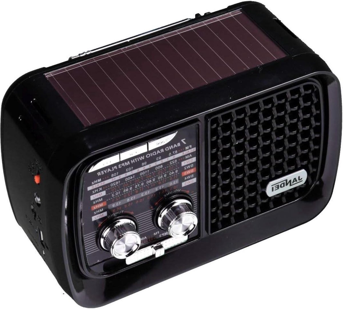 Zonnepaneel Radio met Bluetooth - Multiband - Handig voor Buitengebruik - 1 stuk - Zwart - Kunststof - Compact