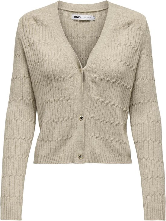 ONLY ONLKATIA LS CABLE V-NECK CARDI KNT NCA Dames Vest - Mocha Meringue W. Melange