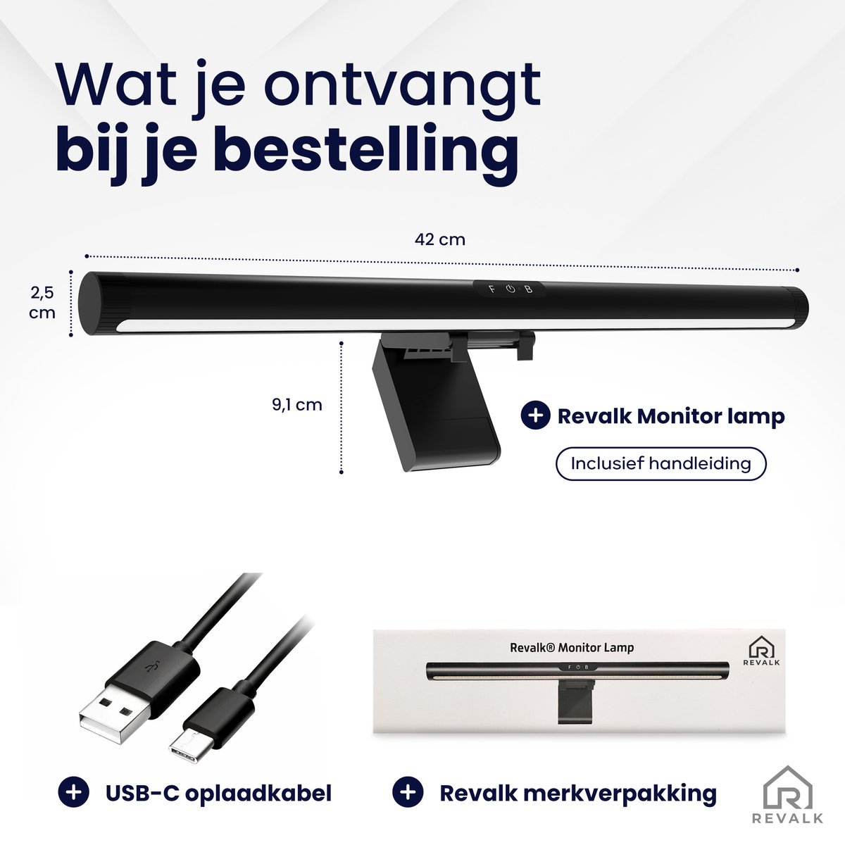 Revalk Monitor Lamp Met Backlight - USB-C, 4 Lichtstanden thumbnail 6