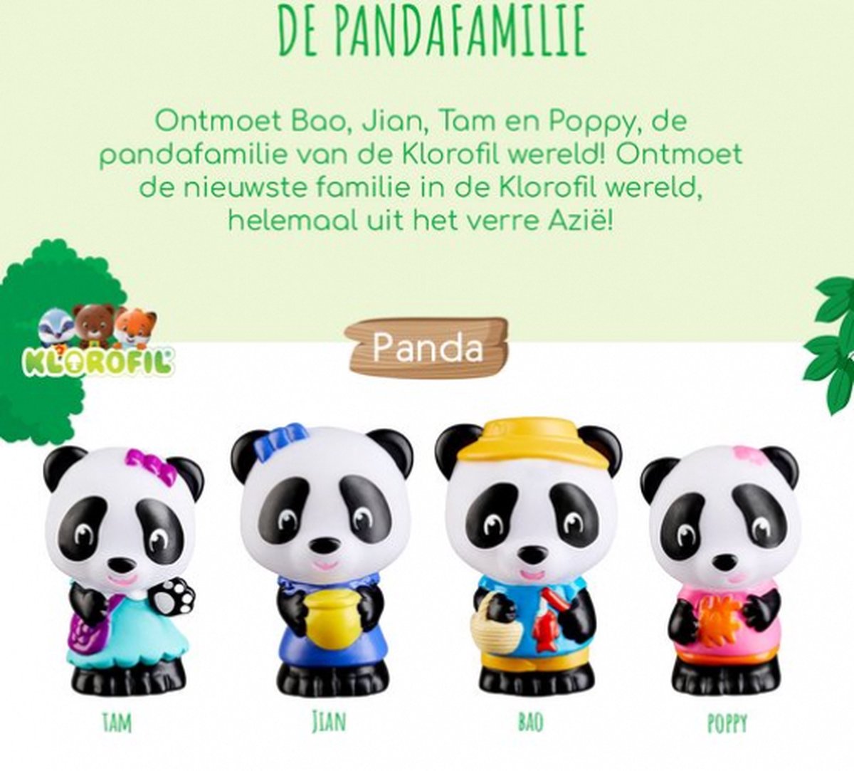 Klorofil De Familie "Panda" Speelset - Speelfiguren set - Poppetjes familie - Kinder Speelgoed - Bao, Jian, Tam en Poppy - Vanaf 18 maanden - 4-Delig — afbeelding 12