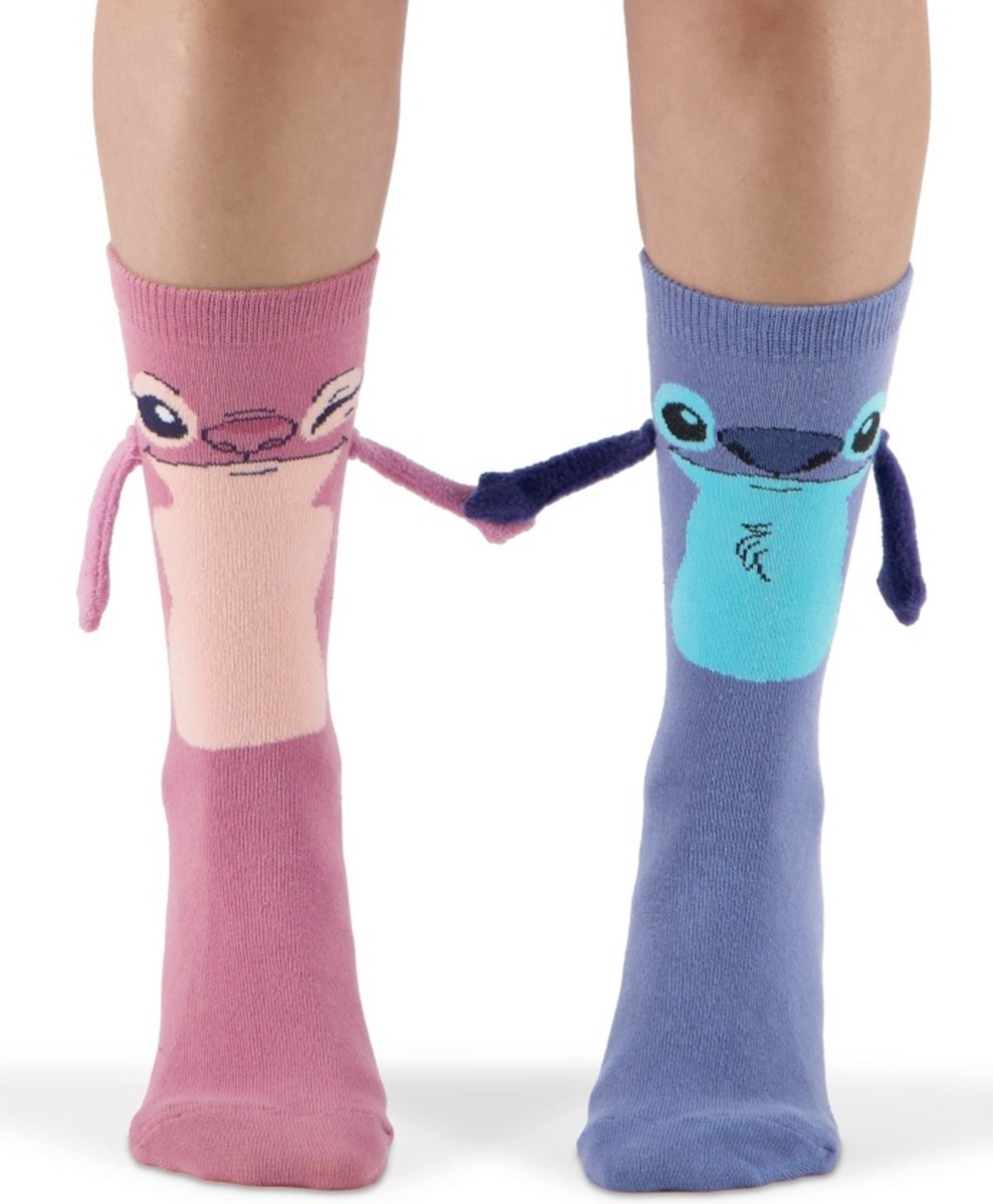 Disney Lilo & Stitch - Let's Hold Hands Novelty 1 pack Sokken - 39/42 - Roze/Blauw