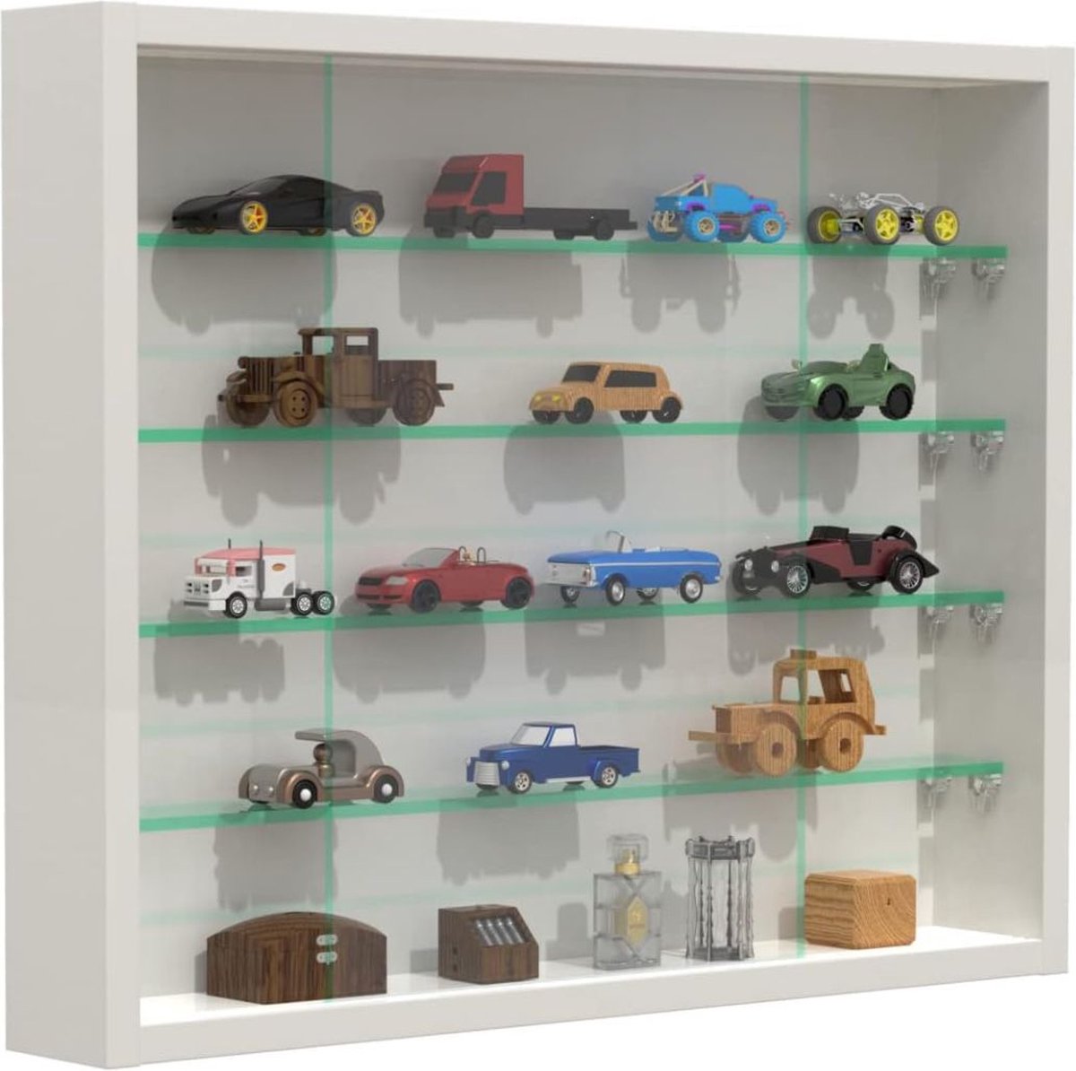 DD® Vitrinekast Hangend - Glazen Vitrinekast - Wandvitrine - 60x50x9cm - Wit