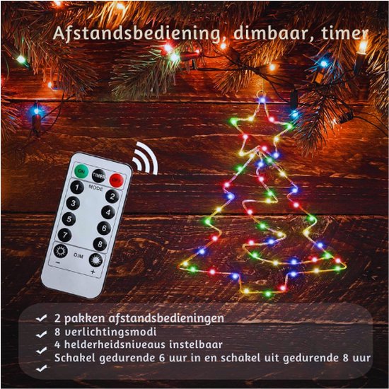 LED Kerstster Lichtsnoer 3 Sterren 40 LED op Batterij – Warm Wit, 8 Lichtmodi met Timer – Kerstster Lichtsnoer Kerstdecoratie voor Binnen/Buiten, Raam, Deur, Feest & Bruiloft