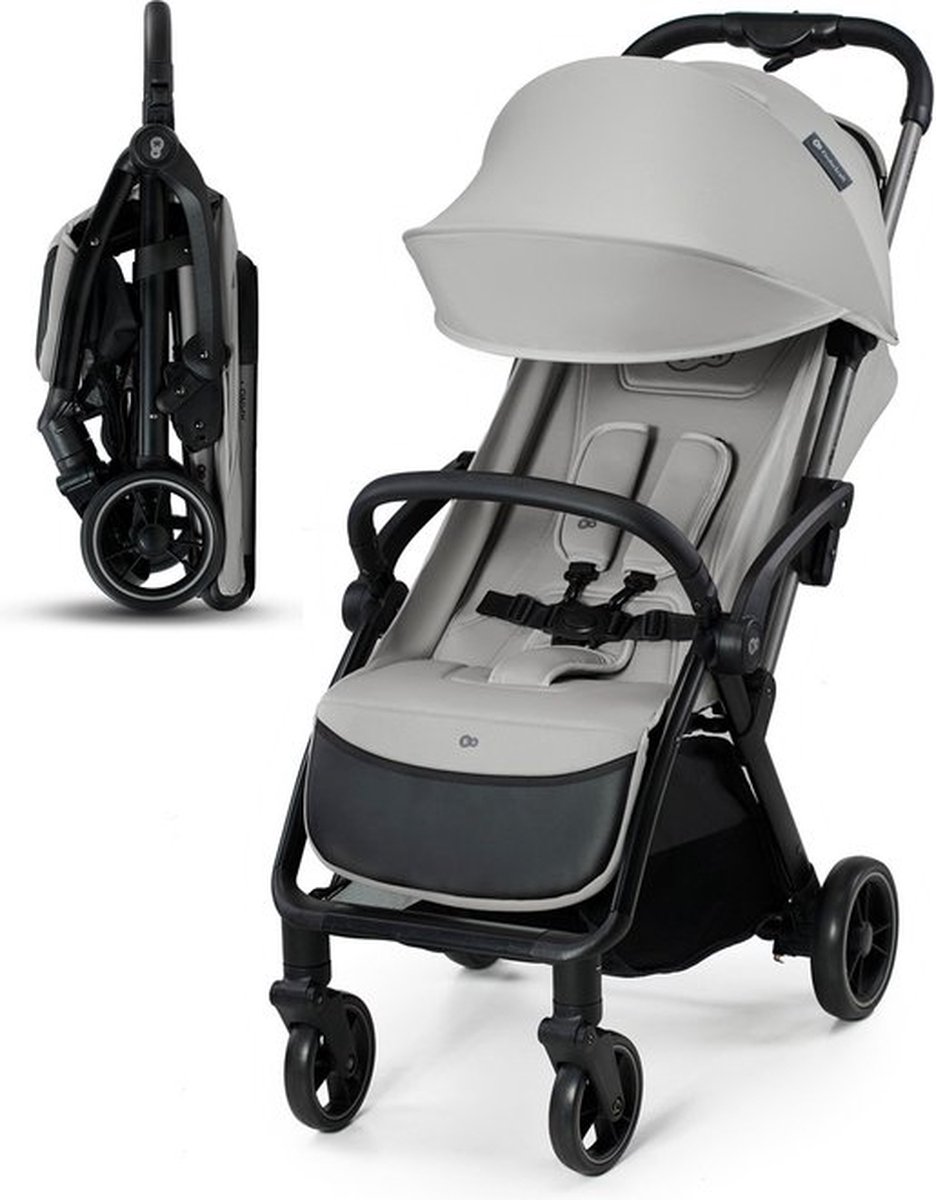 Bol.com Kinderkraft APINO - Buggy - Lichtgewicht 7,5 kg - Compact inklapbaar - Grote zonnekap - Grijs aanbieding