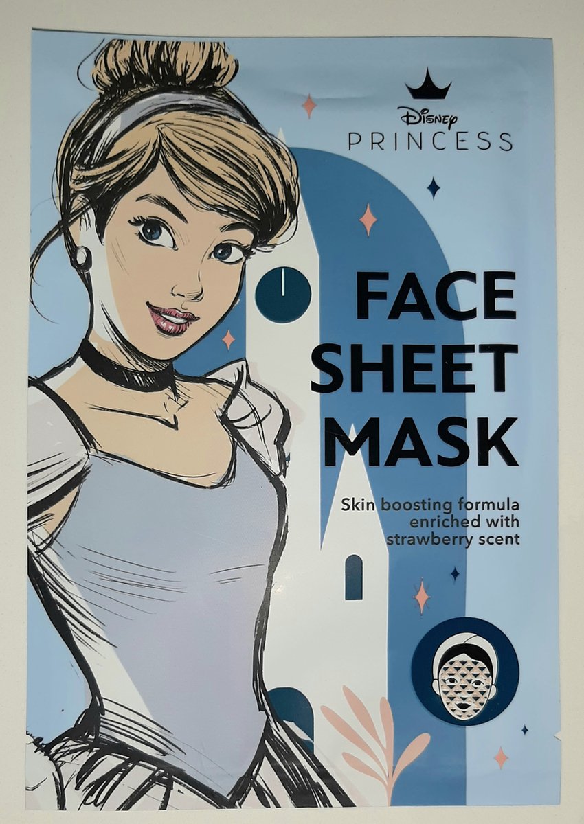 Goedkoopste Disney princess Face sheet mask - tissue gezichtsmasker - skin boosting formula - strawberry - aardbei - cinderella assepoester - prinses