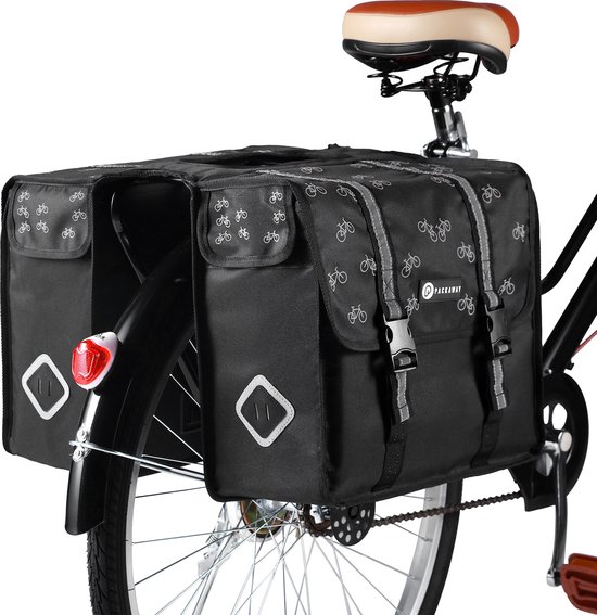 Packaway Dubbele Fietstassen - Uitneembare koelzak- Waterdicht-Fietspatroon-36L-Zwart — afbeelding 5