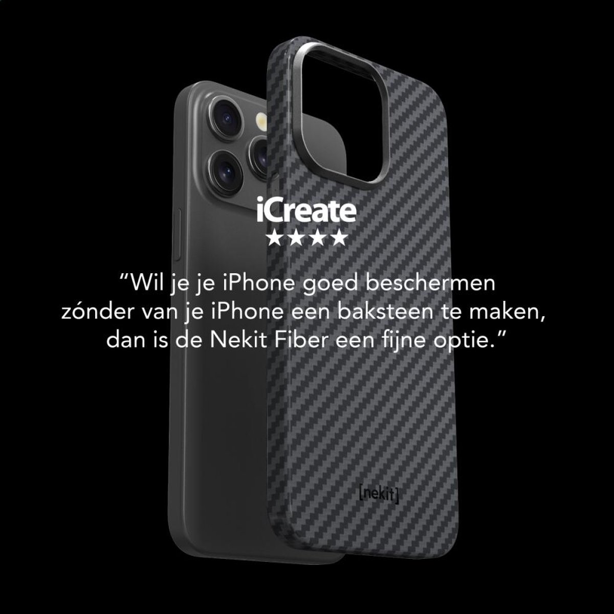 NEKIT Fiber Hoesje Geschikt voor Apple iPhone 14 Pro - Compatibel met MagSafe - High-tech Kevlar Aramidevezels 1500D - Back Cover Ultra Dun - Blauw