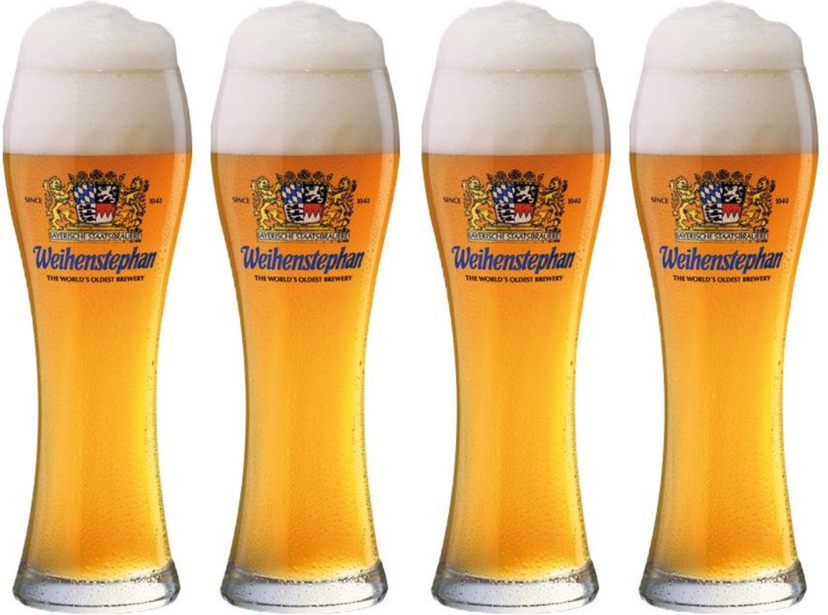 Weihenstephaner Authentieke Weizen Bierglazen - (4 stuks) - 50cl/0.50L - Professioneel Bierglas - Hoge Kwaliteit Glaswerk - Speciaal voor Weizenbier