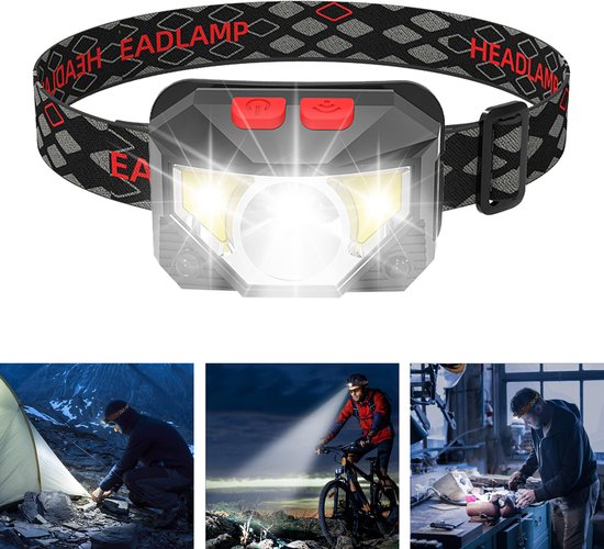 YONO Hoofdlamp Led Oplaadbaar - Hoofdlampje - Verstelbaar - Waterbestendig - Wandel Verlichting - Zwart