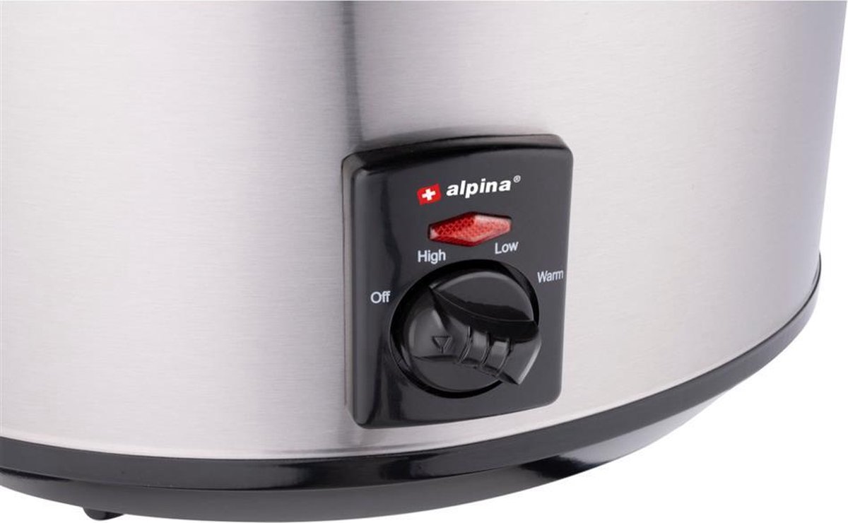 Afbeelding 3 van alpina Slowcooker 3.5L - Crockpot Slow Cooker met Warmhoudfunctie - Multicooker met Keramische Binnenpan en Glazen Deksel - 240W - RVS