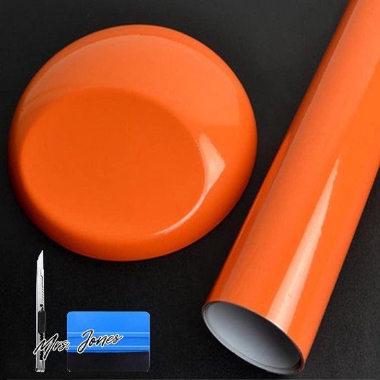 Foto: Mrs jones hoogglans oranje vinyl wrap zelfklevende luchtvrijlatingsbel openlucht gewaardeerd automobielgebruik 