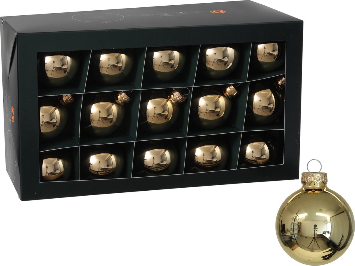 Othmar Decorations Kerstballen - 30x stuks - goud - glas - 6 cm - glans - kerstversiering