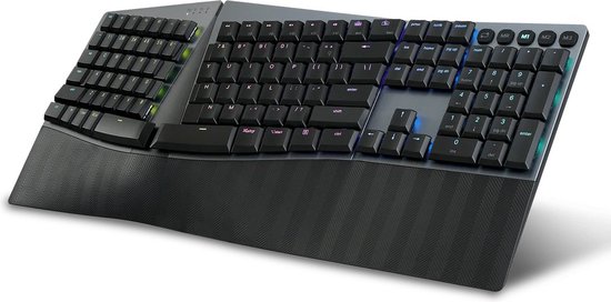 Perixx Periboard-835 Ergonomisch Gesplitst Toetsenbord – Draadloos, Verlicht, Mechanisch en Programmeerbaar – Oplaadbaar met 2.4GHz, Bluetooth en Bedrade Optie