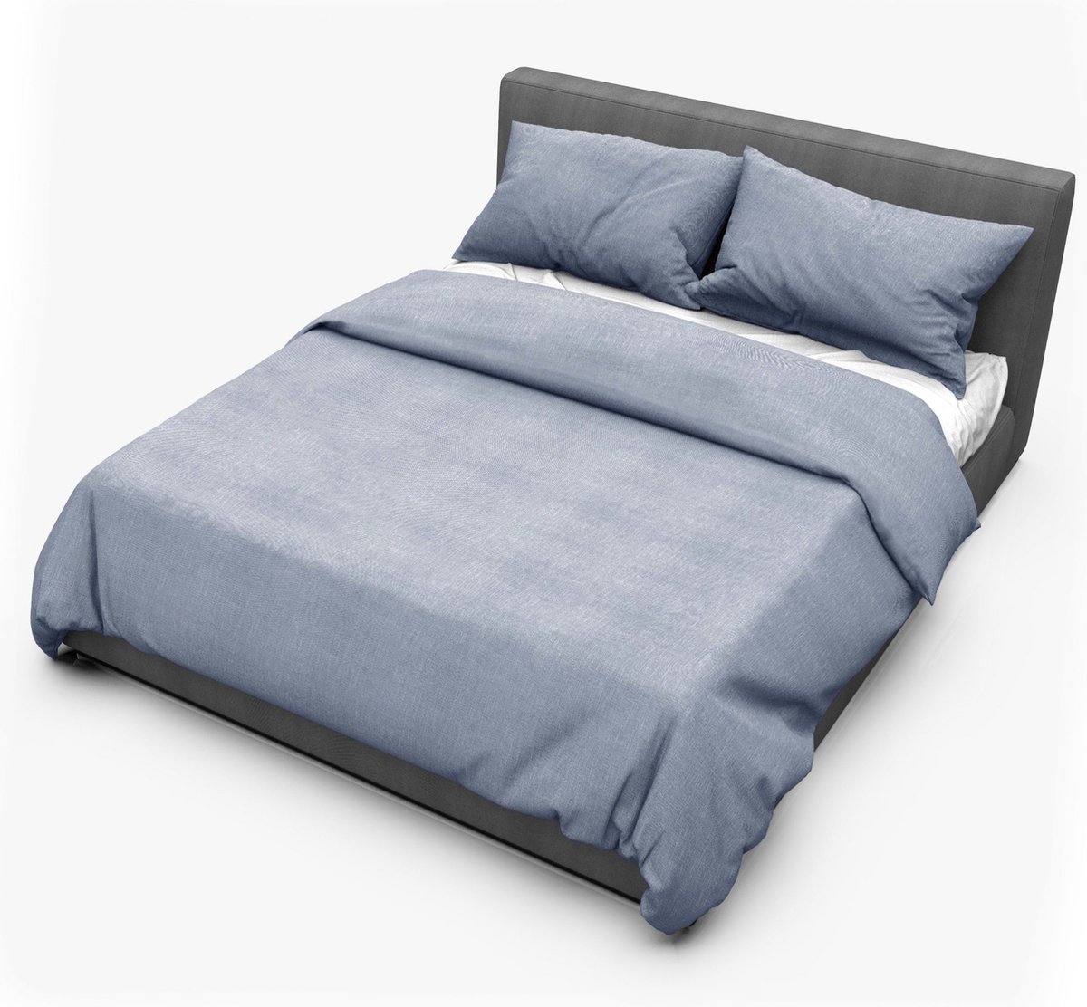 Dream Sheets Stockholm - Dekbedovertrek 200 x 200/250 - Biologisch Katoen Satijn - Tweepersoons - Nederlands Fabricaat - Sky Blue - Blauw