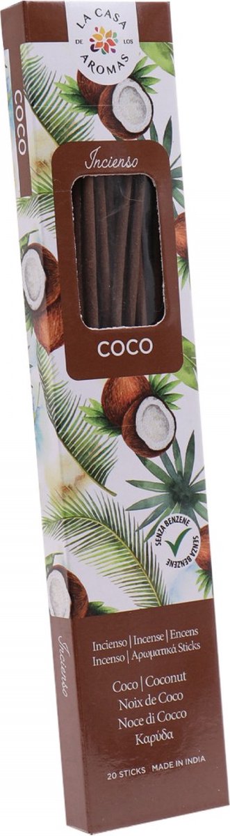 La Casa de los Aromas - Wierook Stokjes - Wierook - Kokos - Kokosnoot - Coco - 1 pakje met 20 stokjes