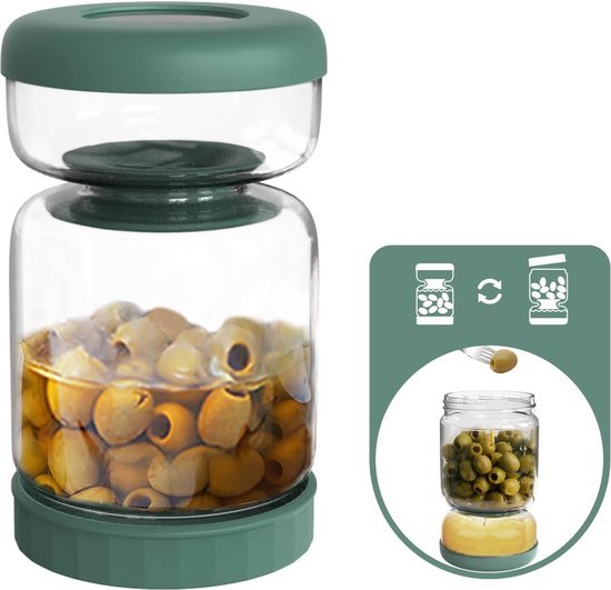 Pickle Jar Met Zeef Flip Separator Voor Olijven, Augurken of Gesneden