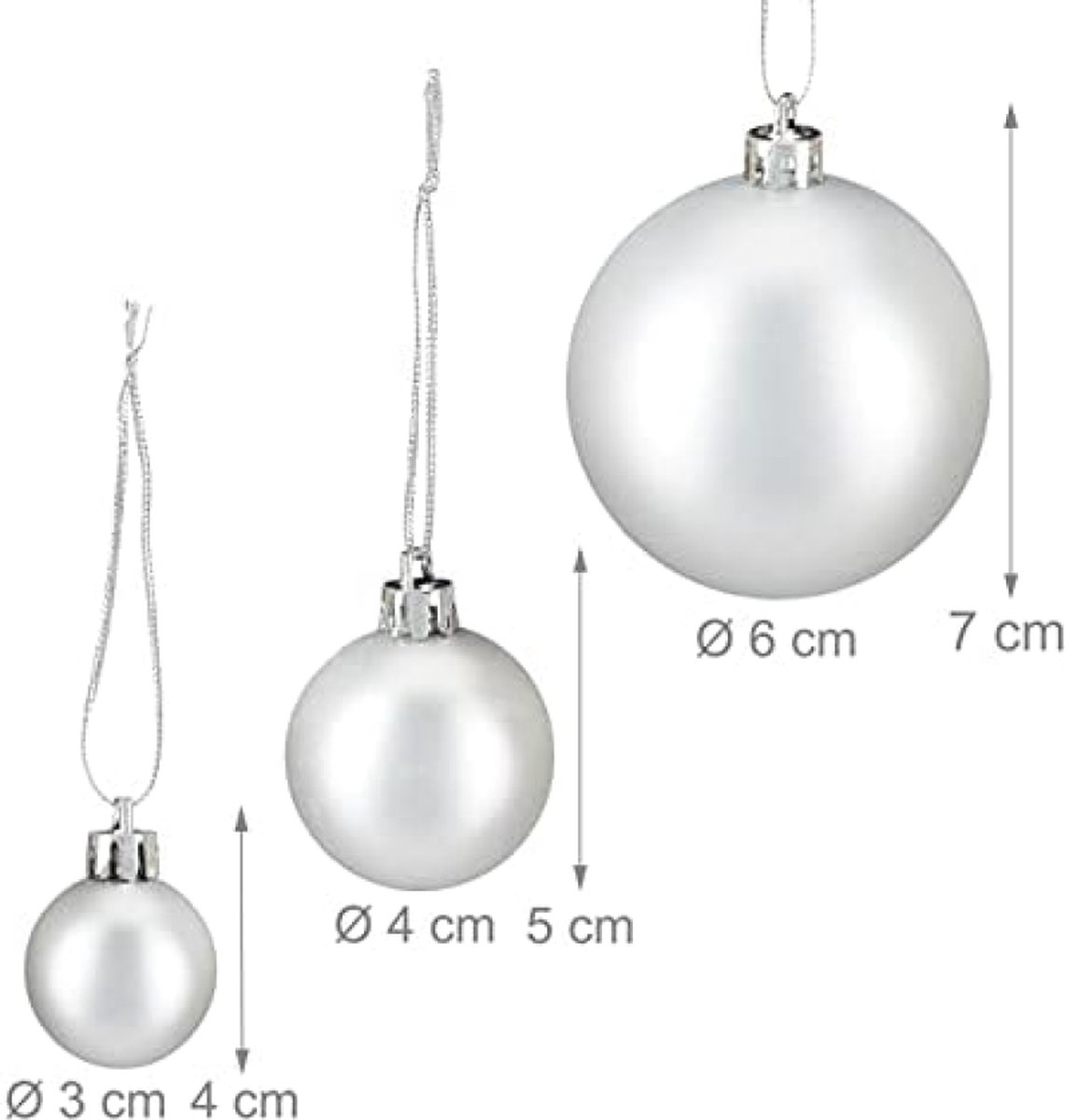 Kerstballen Set 100 stuks, Moderne Kerstboom Decoratie, Zilver, Kerstversiering, Diverse Maten – foto 3