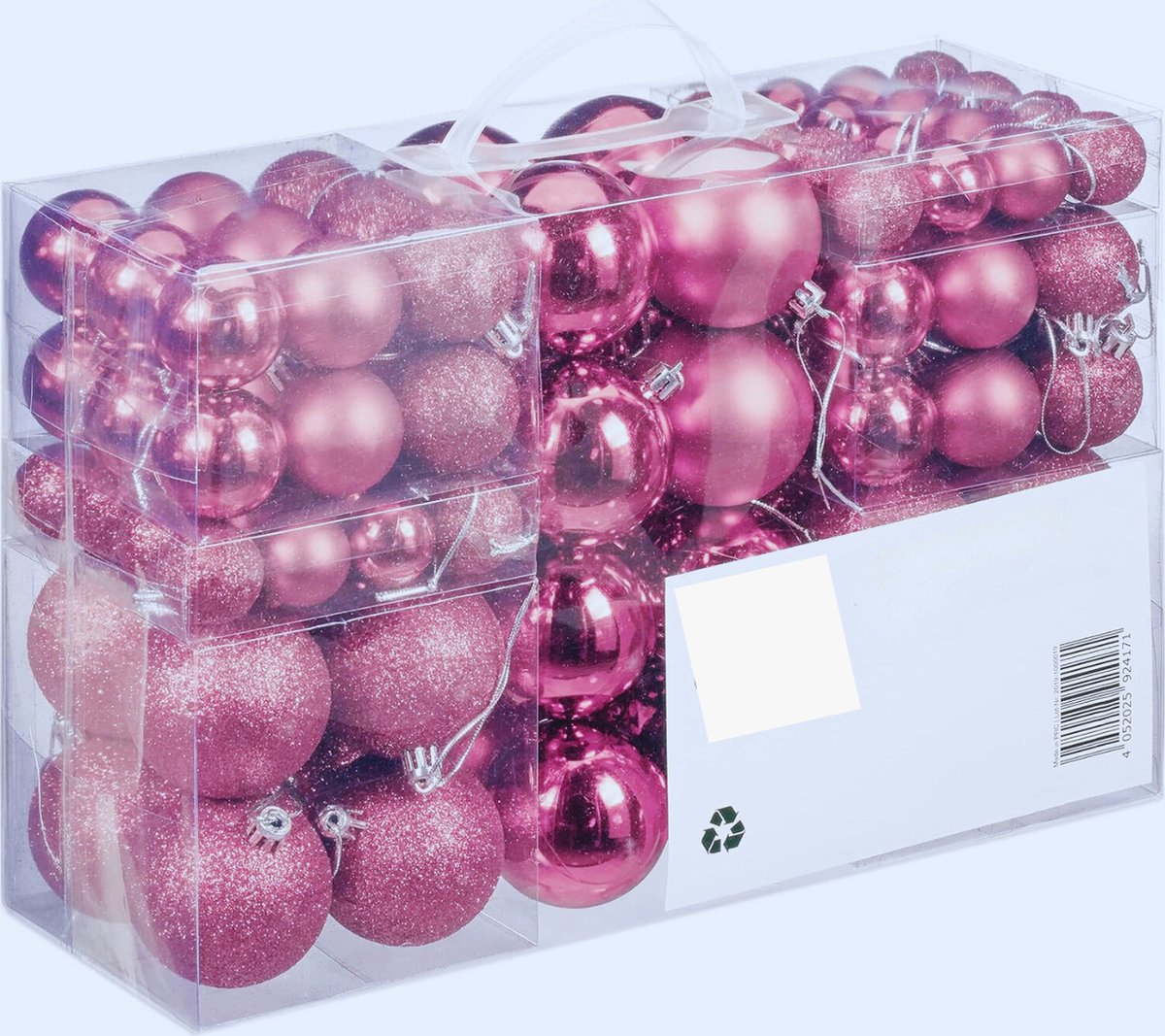Set Van 100 Lichtroze Kerstballen - Mat - Glanzend En Glittereffect - Kerstdecoratie Voor De Boom (Ø 3 - 4 & 6 cm)