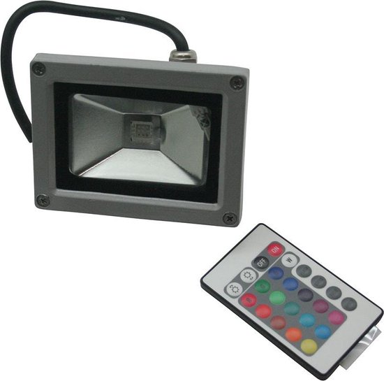 Höfftech LED Schijnwerper - Voor buiten - 10W - RGB Kleuren - IP65 - Grijs  | bol.com