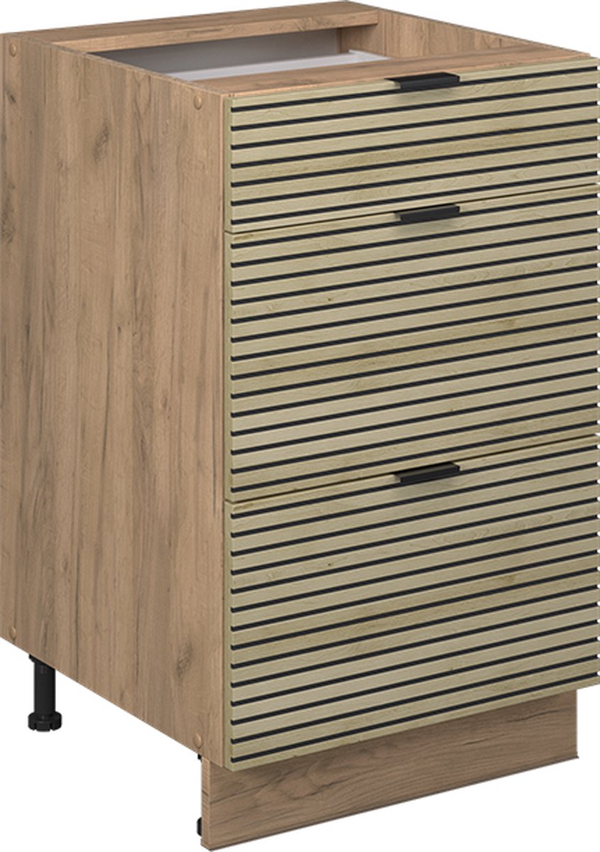 Vicco Fame-Line Keukenonderkast – 50 cm zonder werkblad Eiken paneel Eiken paneel/Goudkleurig Eiken