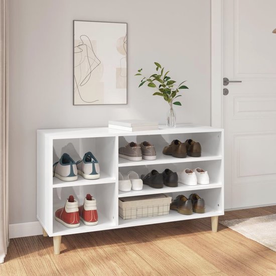 Schoenenrek met metalen poten OSLO 106x35x45 cm grenen grijs kopen