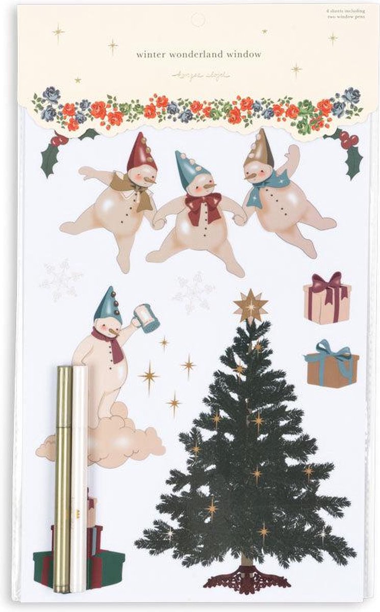 Kerst raamdecoratie met sneeuwvlokken en tekst 'Let It Snow' van Konges Sløjd.