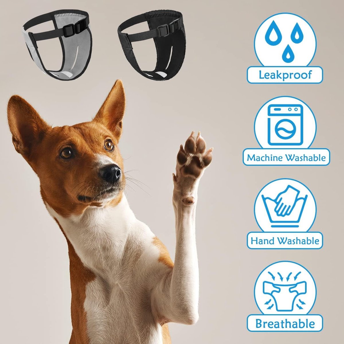 2 Packs Wasbare Vrouwelijke Hond Luiers Beschermende Broek Met 6 Maandverband Menstruatieslipjes Verwarmt Maandelijkse Bloeding Zwart En Blauw L